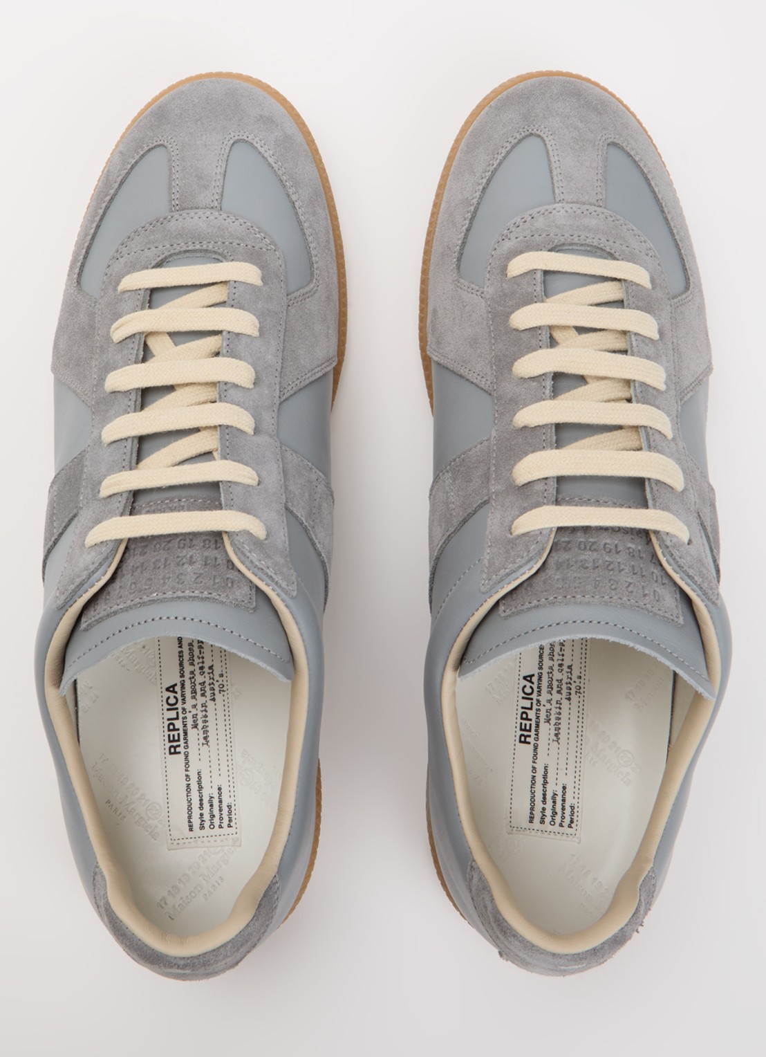 Maison Margiela Replica sneaker van kalfsleer met kalfssuède details - detail 3 staalblauw