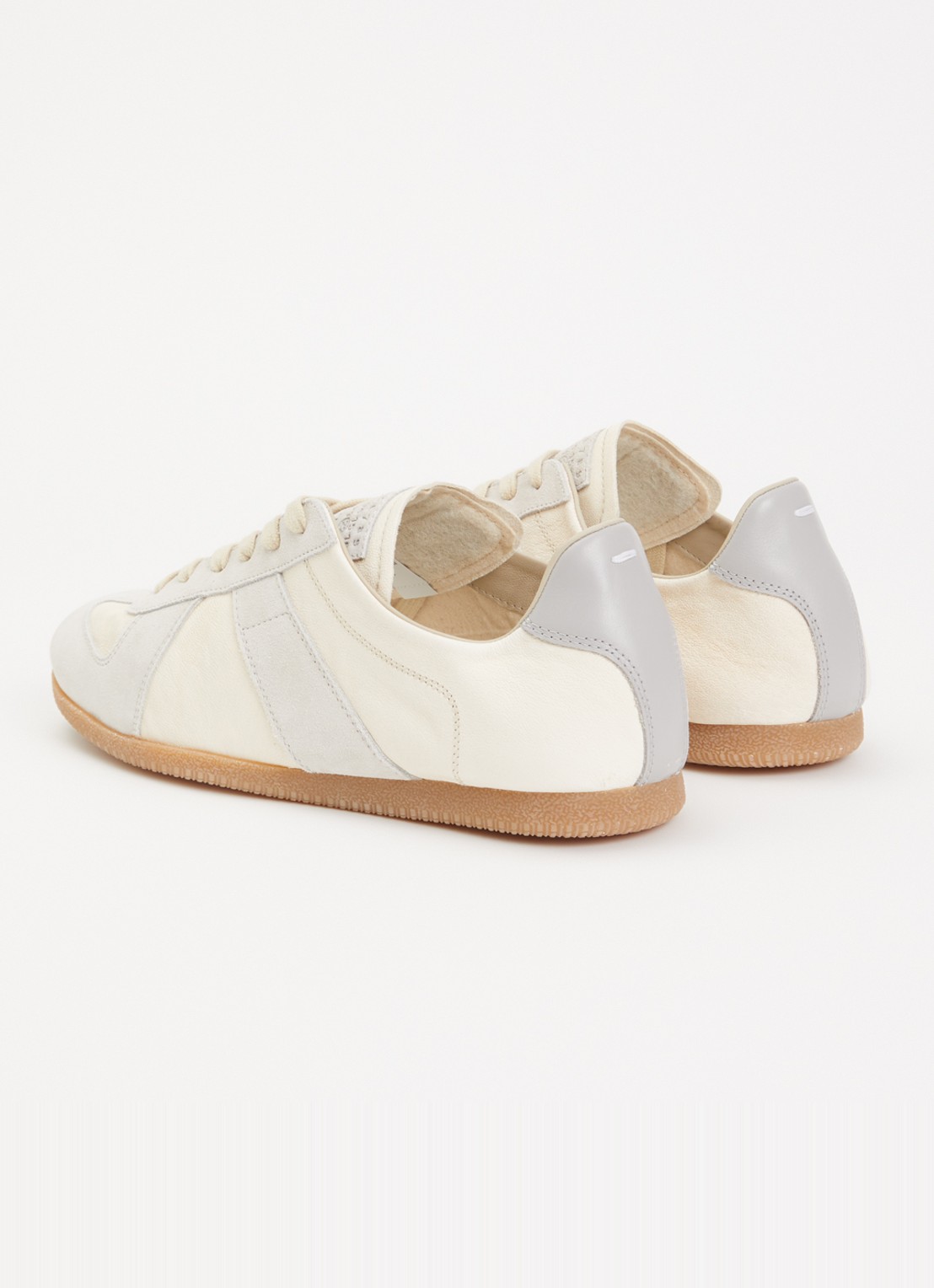 Maison Margiela Replica sneaker van kalfsleur met details van suède - achterkant 6 creme