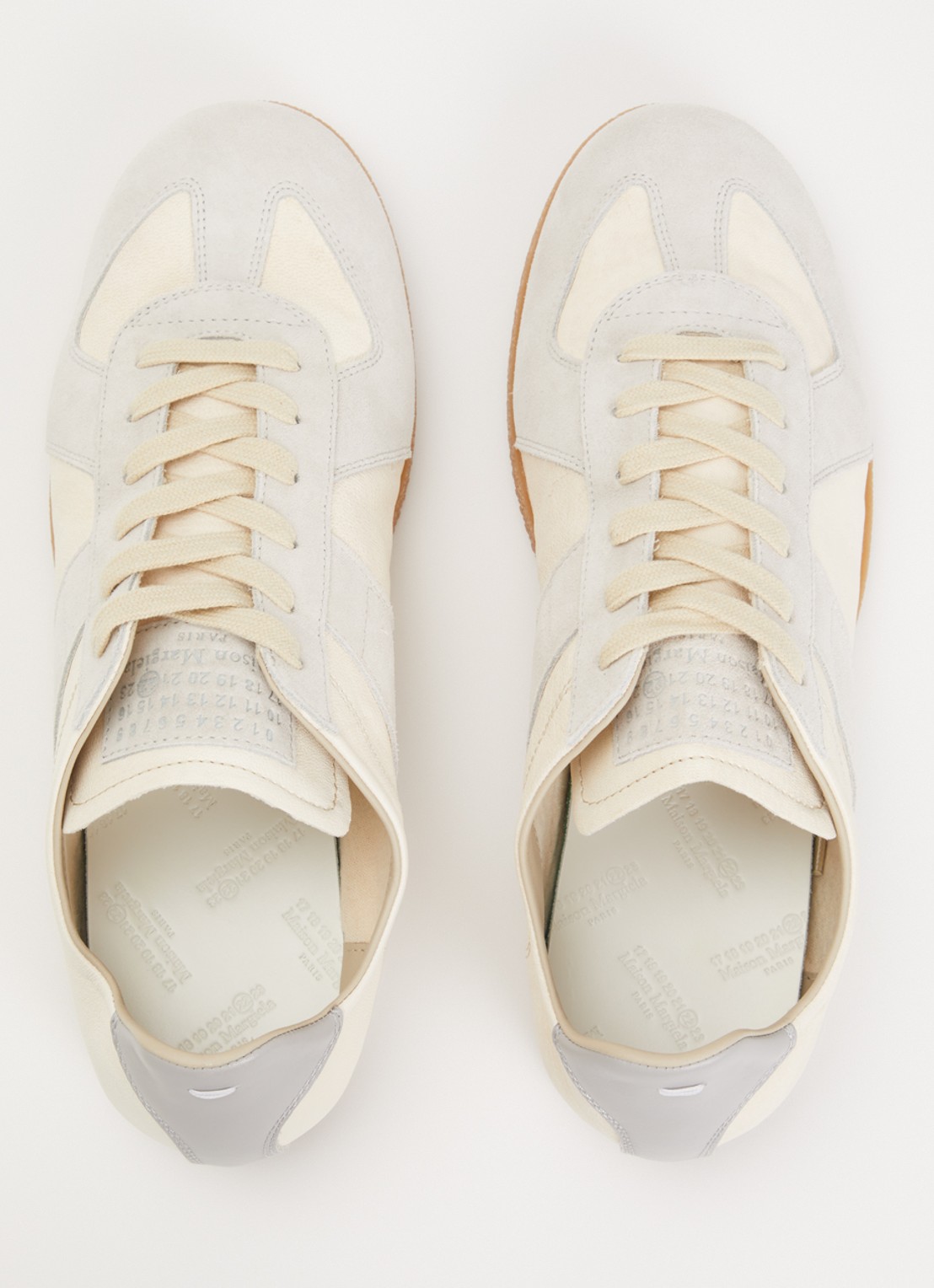 Maison Margiela Replica sneaker van kalfsleur met details van suède - detail 2 creme