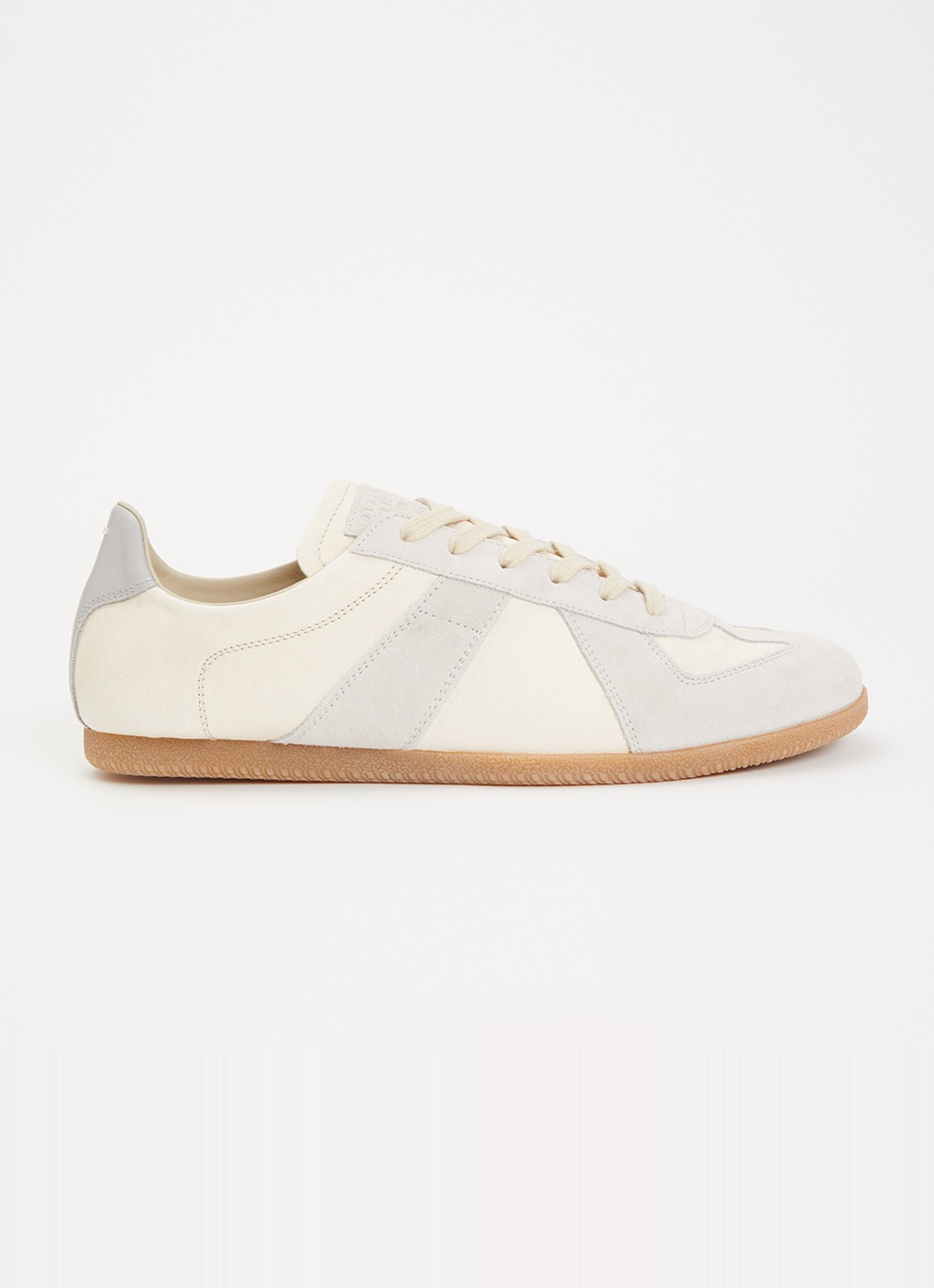 Maison Margiela Replica sneaker van kalfsleur met details van suède - voorkant 5 creme