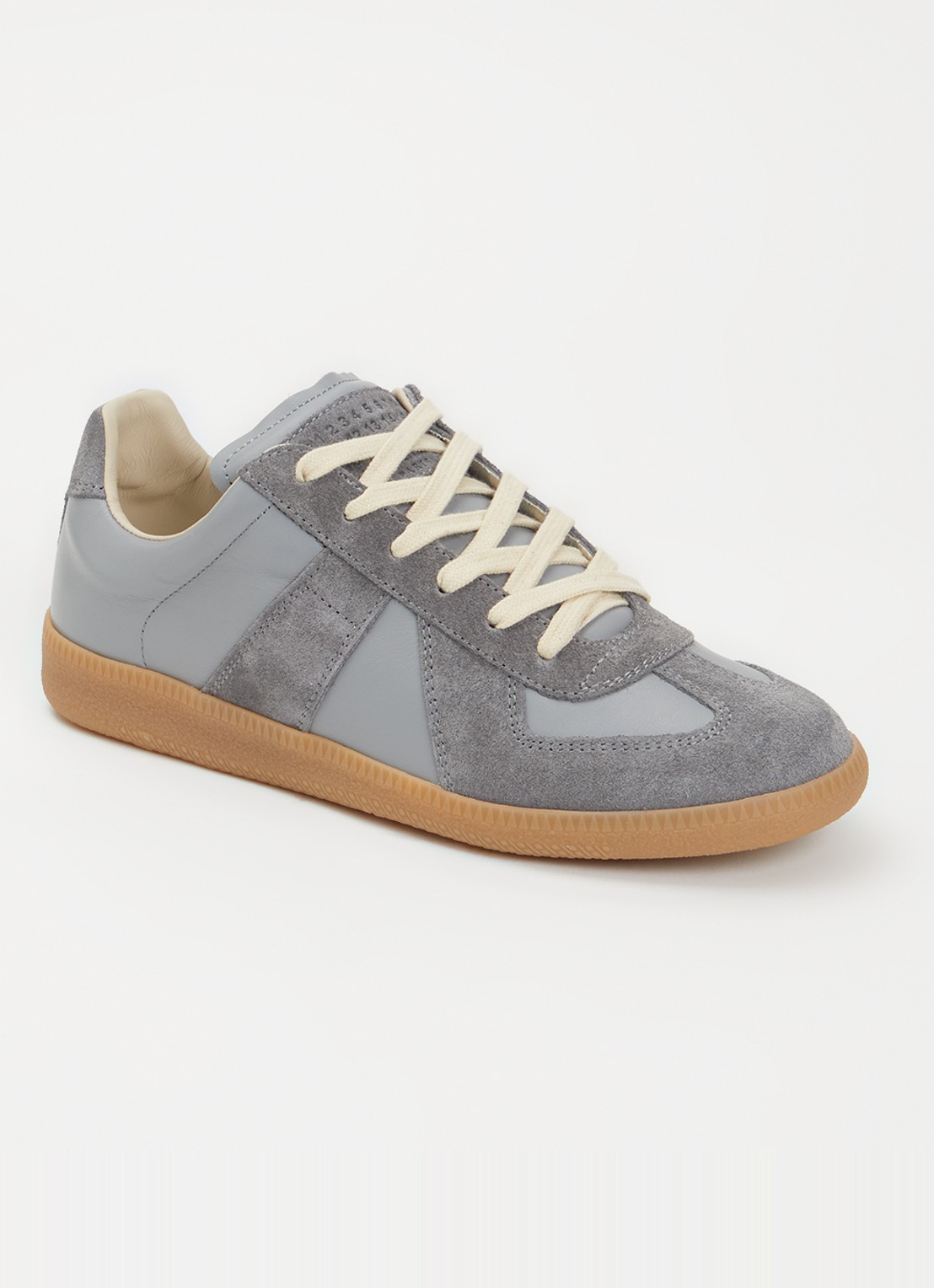 Maison Margiela Replica sneaker van lamsleer met details van kalfssuède - voorkant 6 grijs
