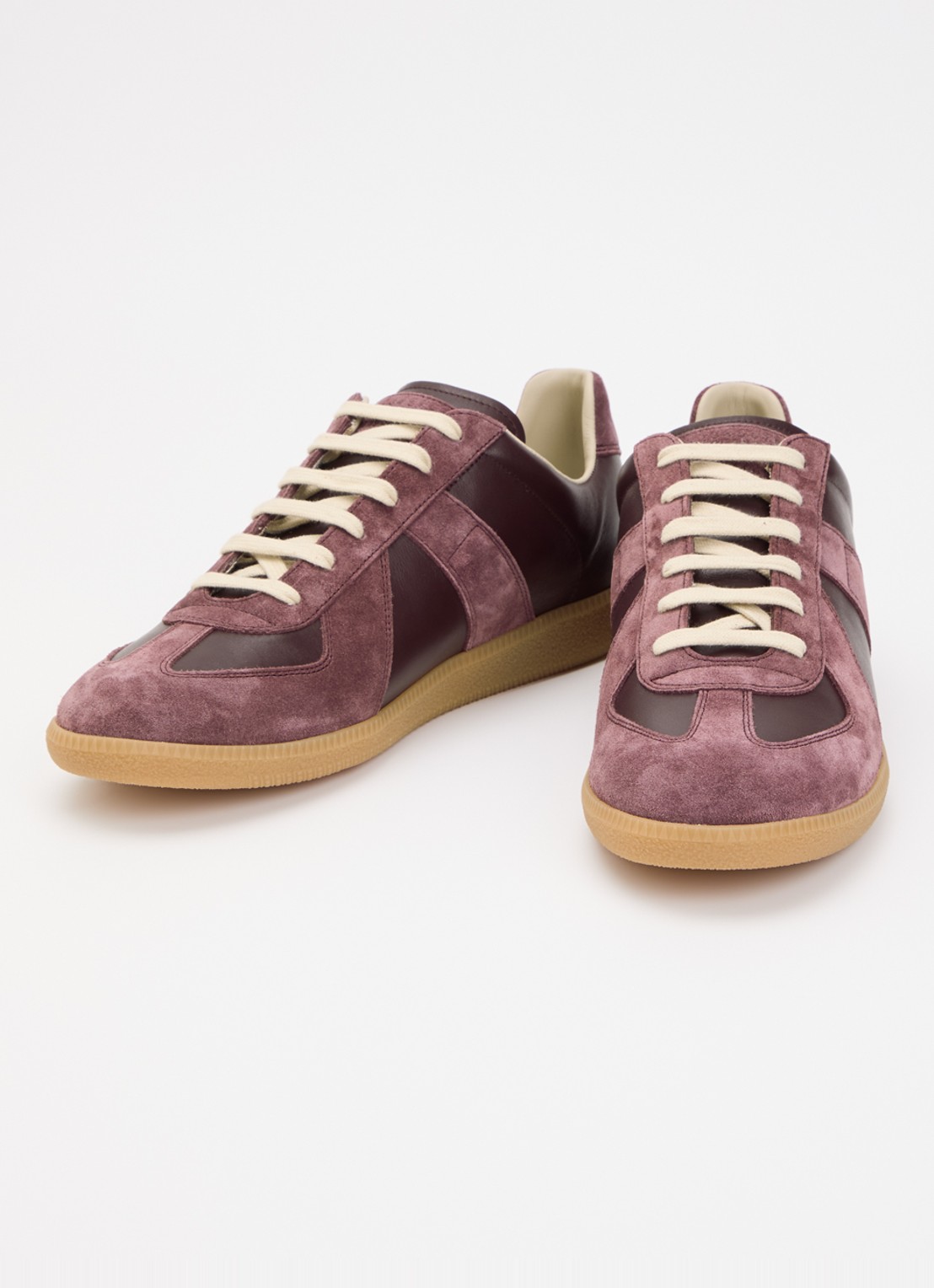 Maison Margiela Replica sneaker van lamsleer met kalfssuède details - detail 2 bordeauxrood