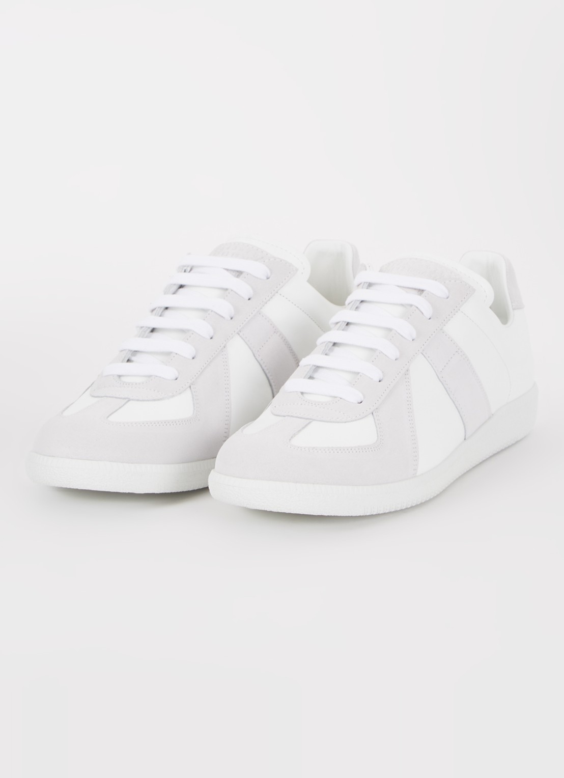 Maison Margiela Replica sneaker van lamsleer met suède details - detail 2 wit
