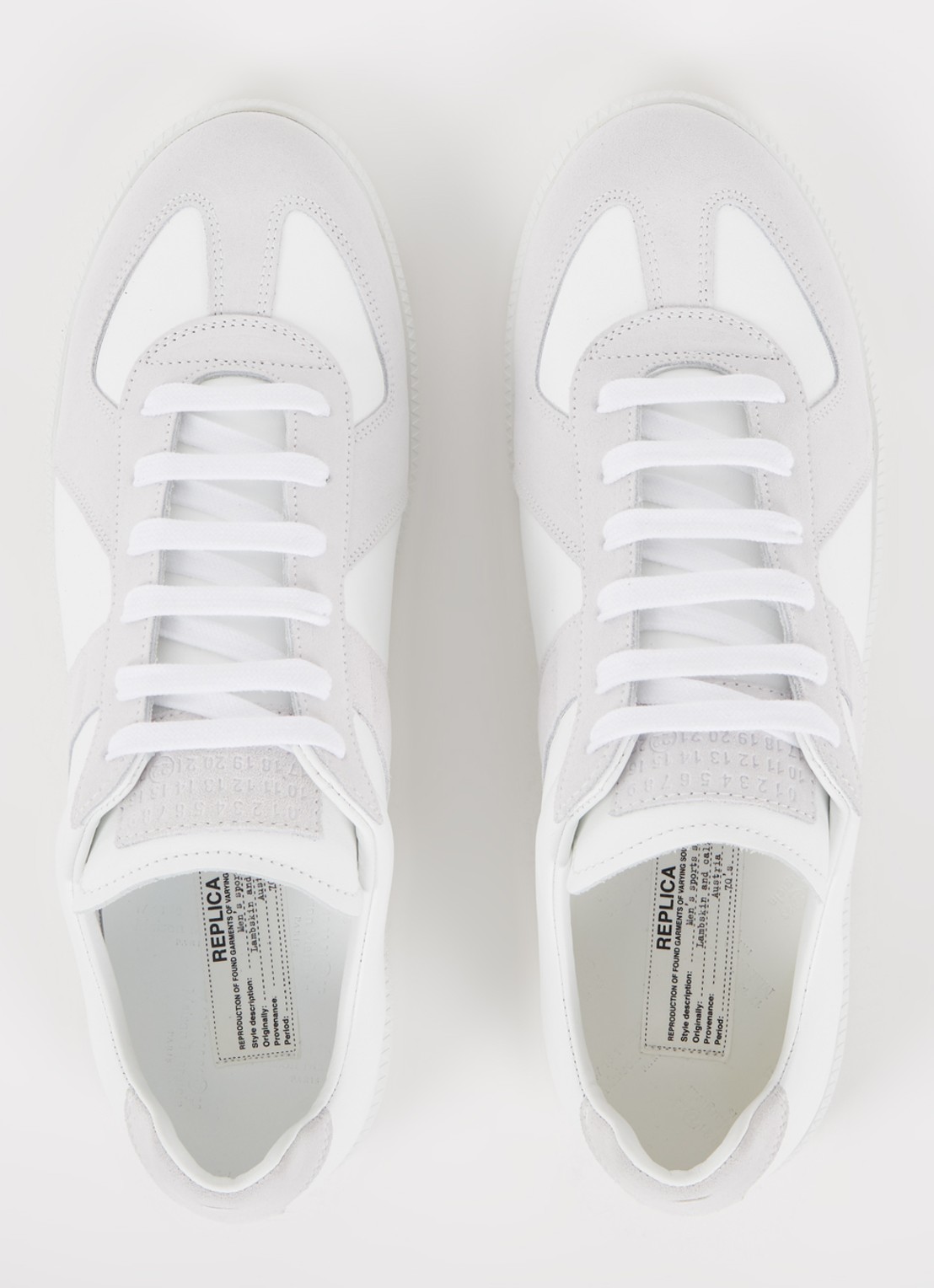 Maison Margiela Replica sneaker van lamsleer met suède details - detail 3 wit