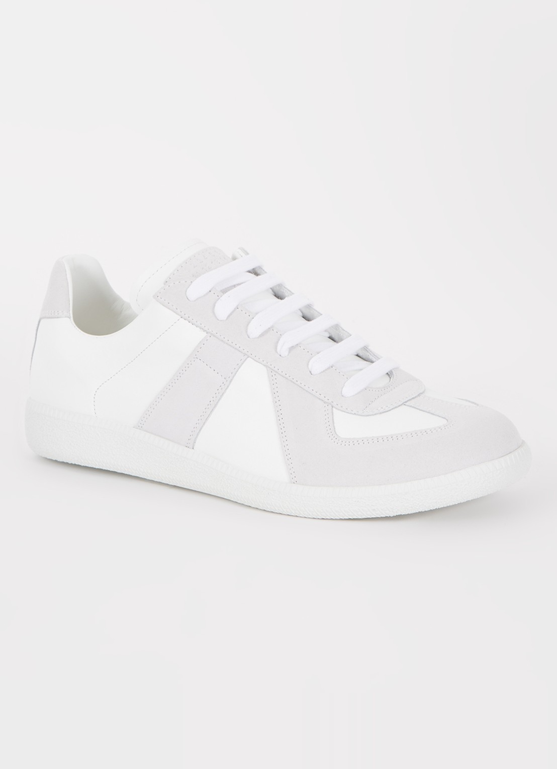 Maison Margiela Replica sneaker van lamsleer met suède details - voorkant 6 wit