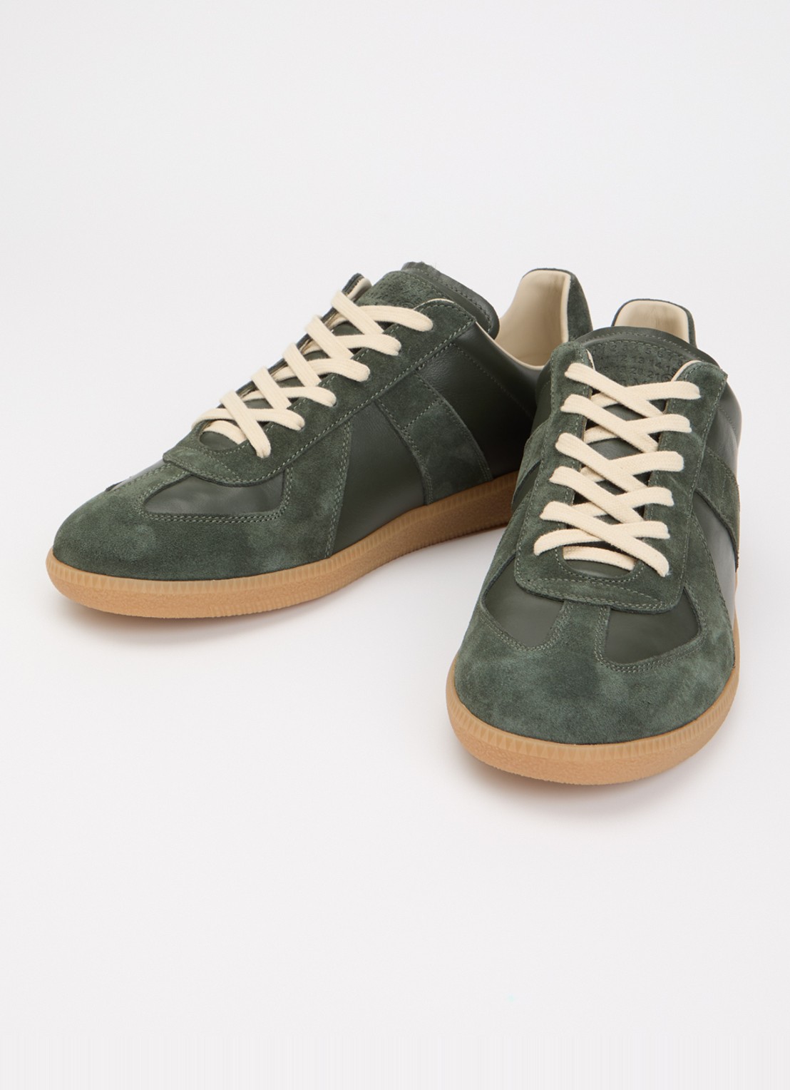 Maison Margiela Replica sneaker van leer met details van kalfssuède - detail 2 groen
