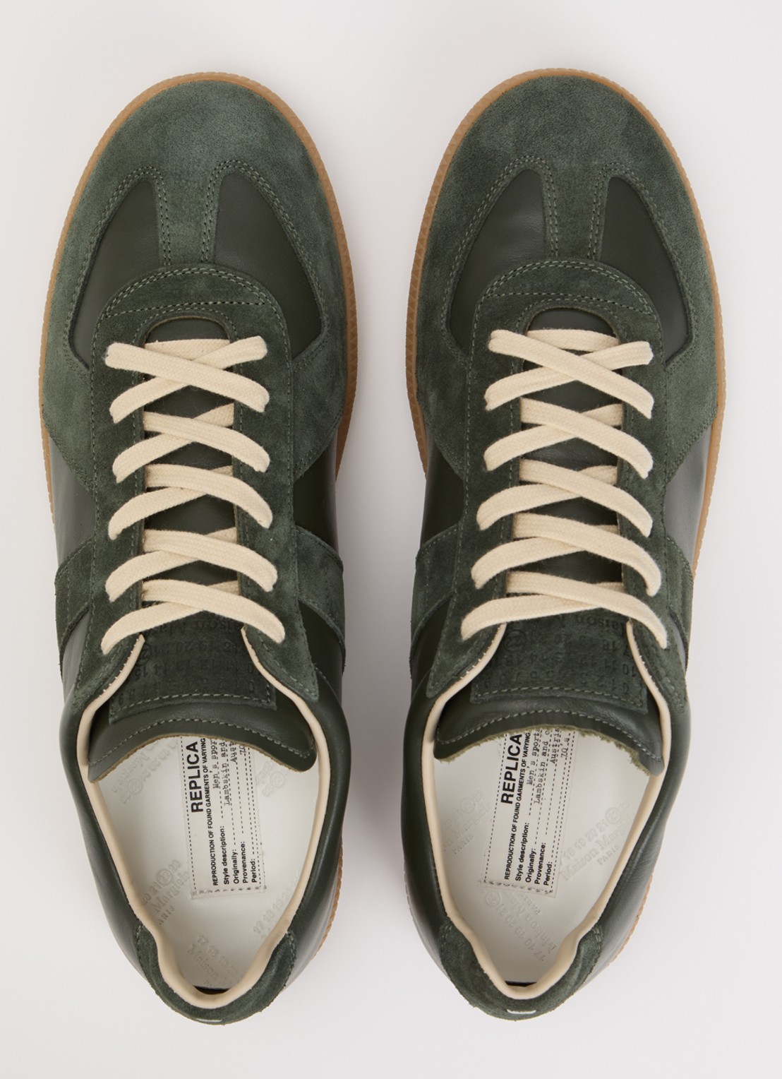 Maison Margiela Replica sneaker van leer met details van kalfssuède - detail 3 groen