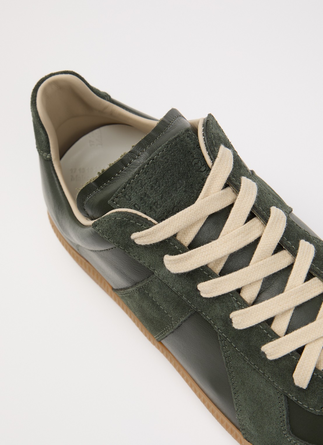 Maison Margiela Replica sneaker van leer met details van kalfssuède - detail 5 groen