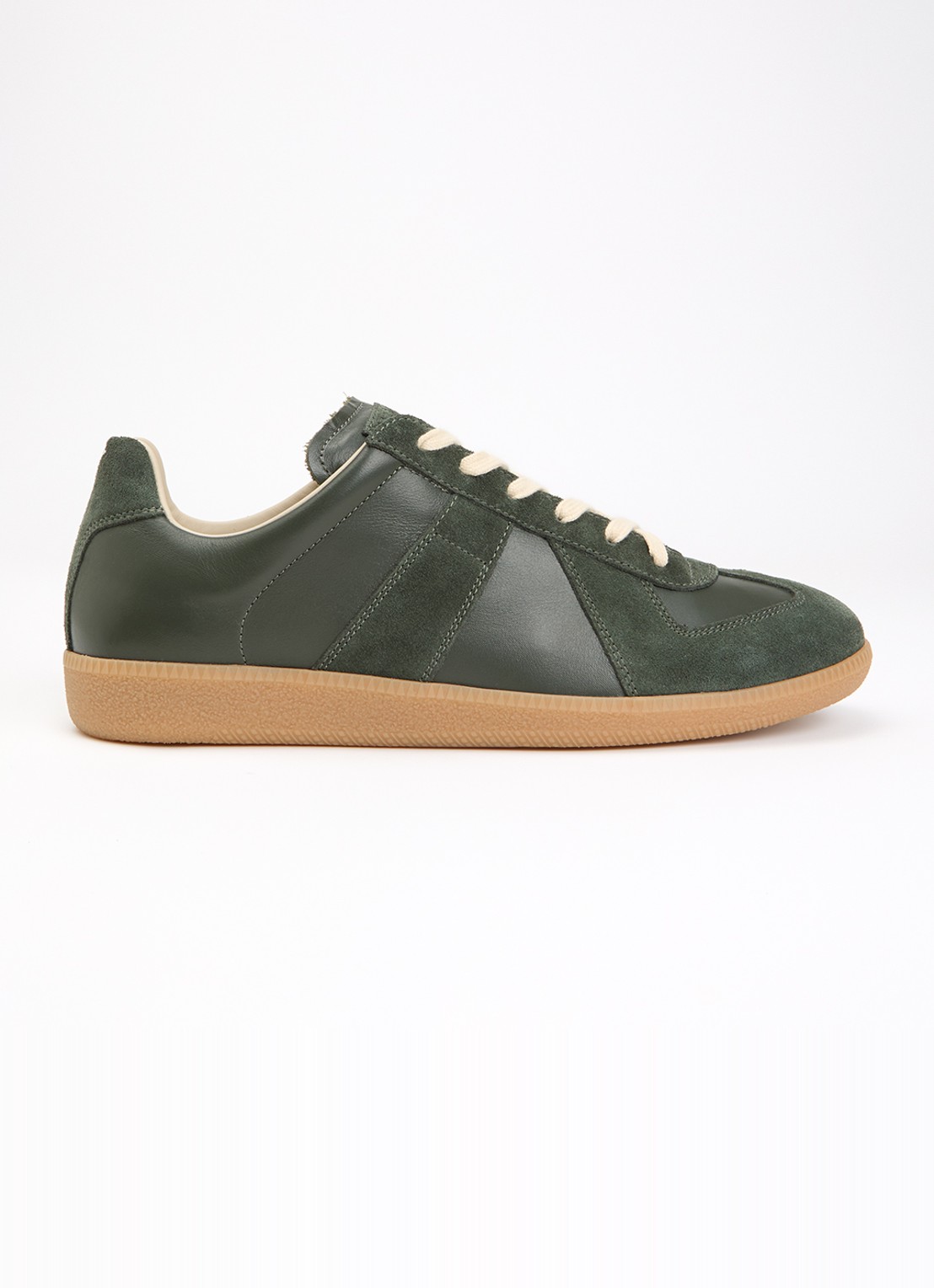 Maison Margiela Replica sneaker van leer met details van kalfssuède - voorkant 6 groen