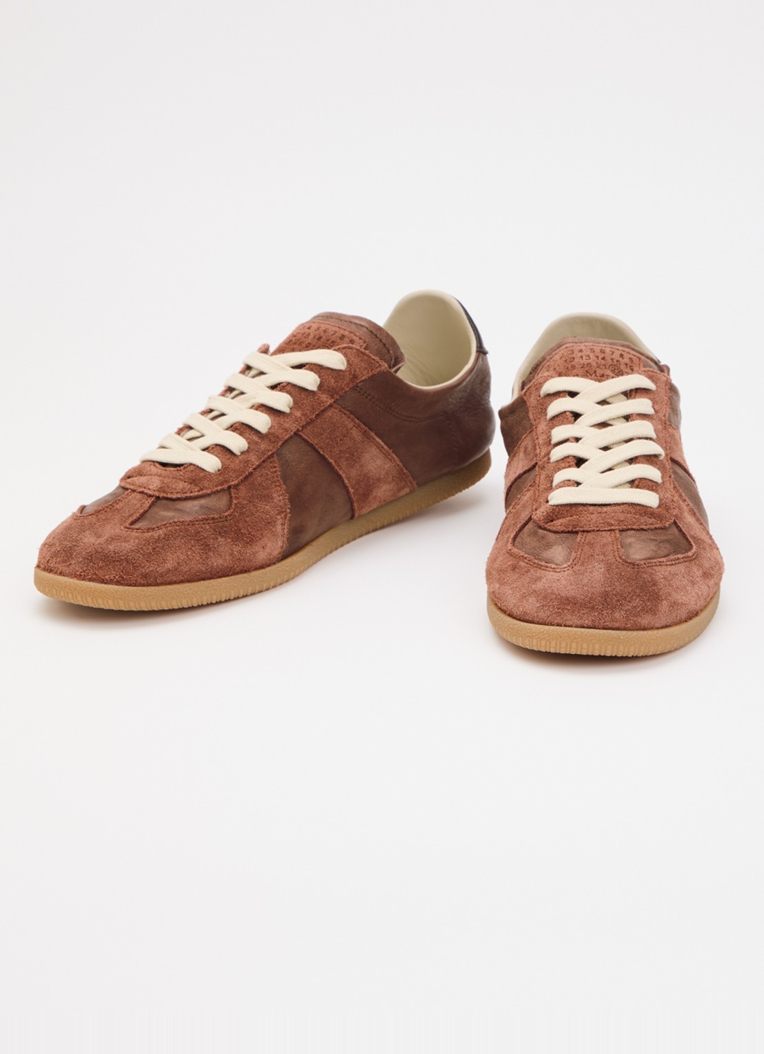 Maison Margiela Replica Soft sneaker van leer met suède details - detail 2 bruin