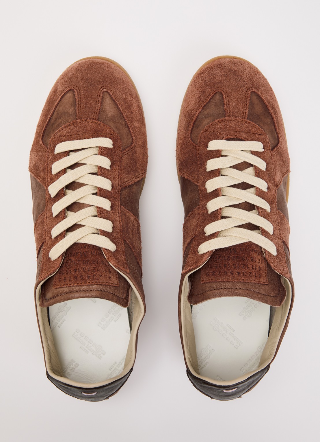 Maison Margiela Replica Soft sneaker van leer met suède details - detail 3 bruin
