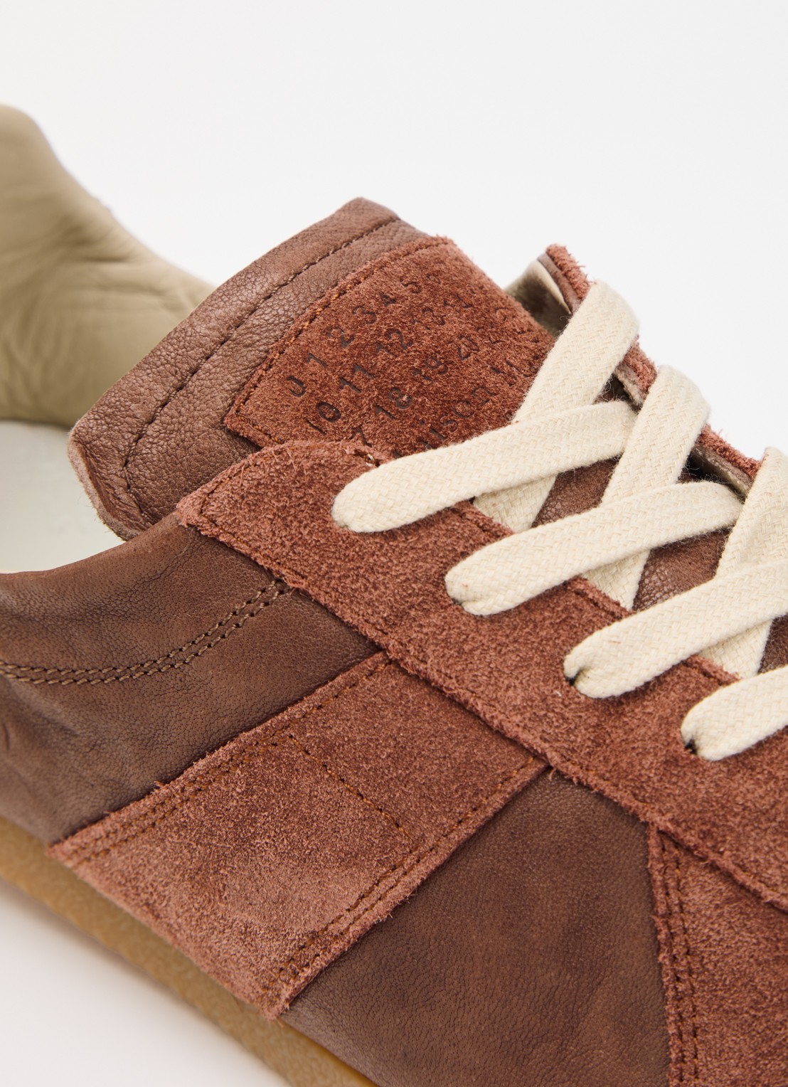 Maison Margiela Replica Soft sneaker van leer met suède details - detail 5 bruin