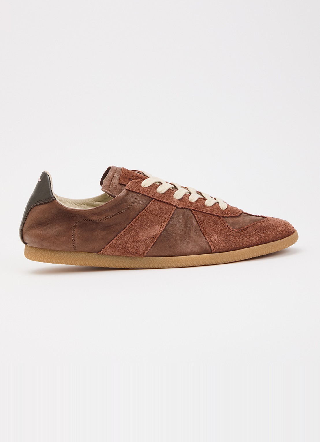 Maison Margiela Replica Soft sneaker van leer met suède details - voorkant 6 bruin
