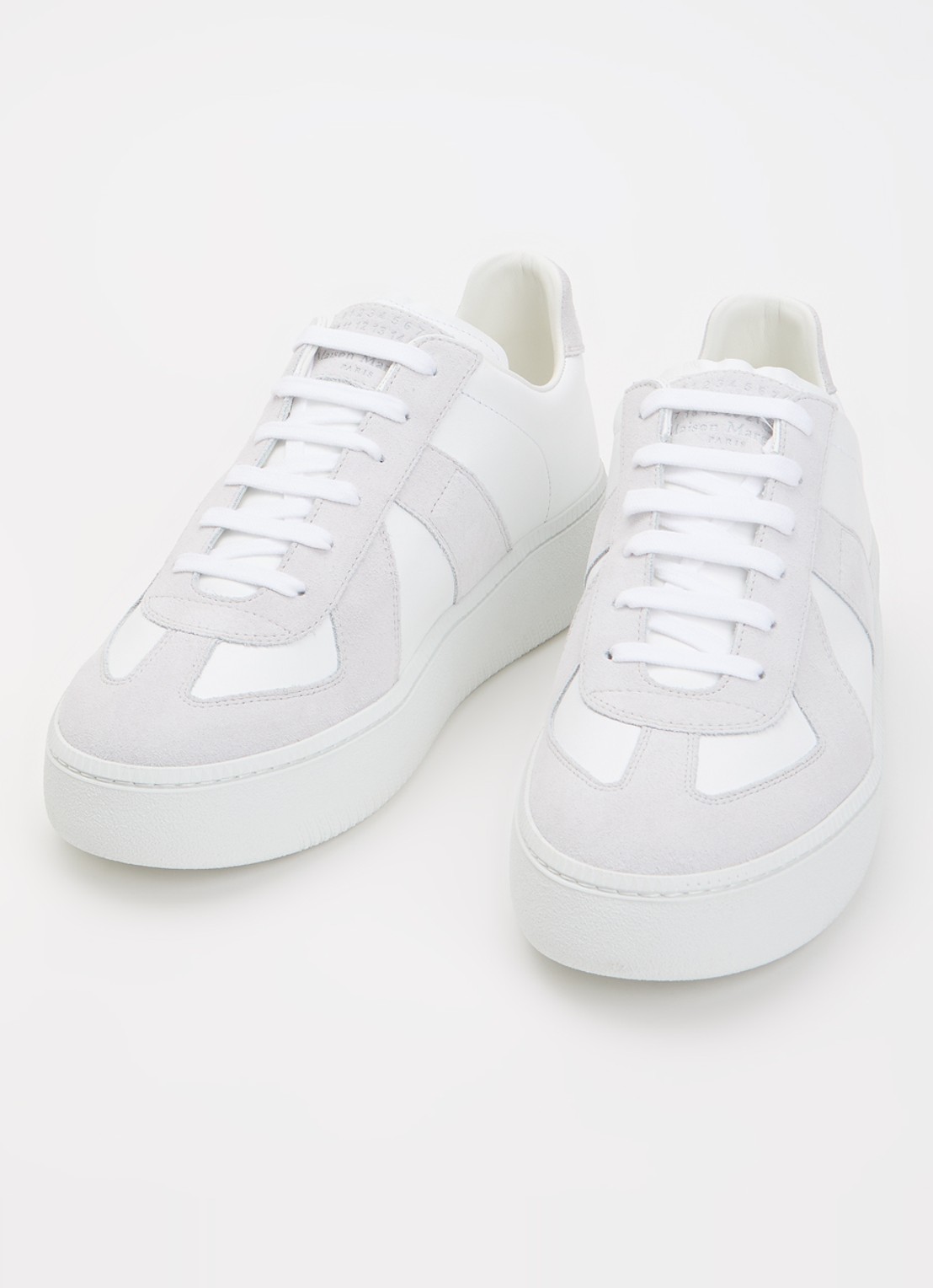 Maison Margiela Replica Wedge sneaker van kalfsleer met kalfssuède details - detail 2 gebroken wit