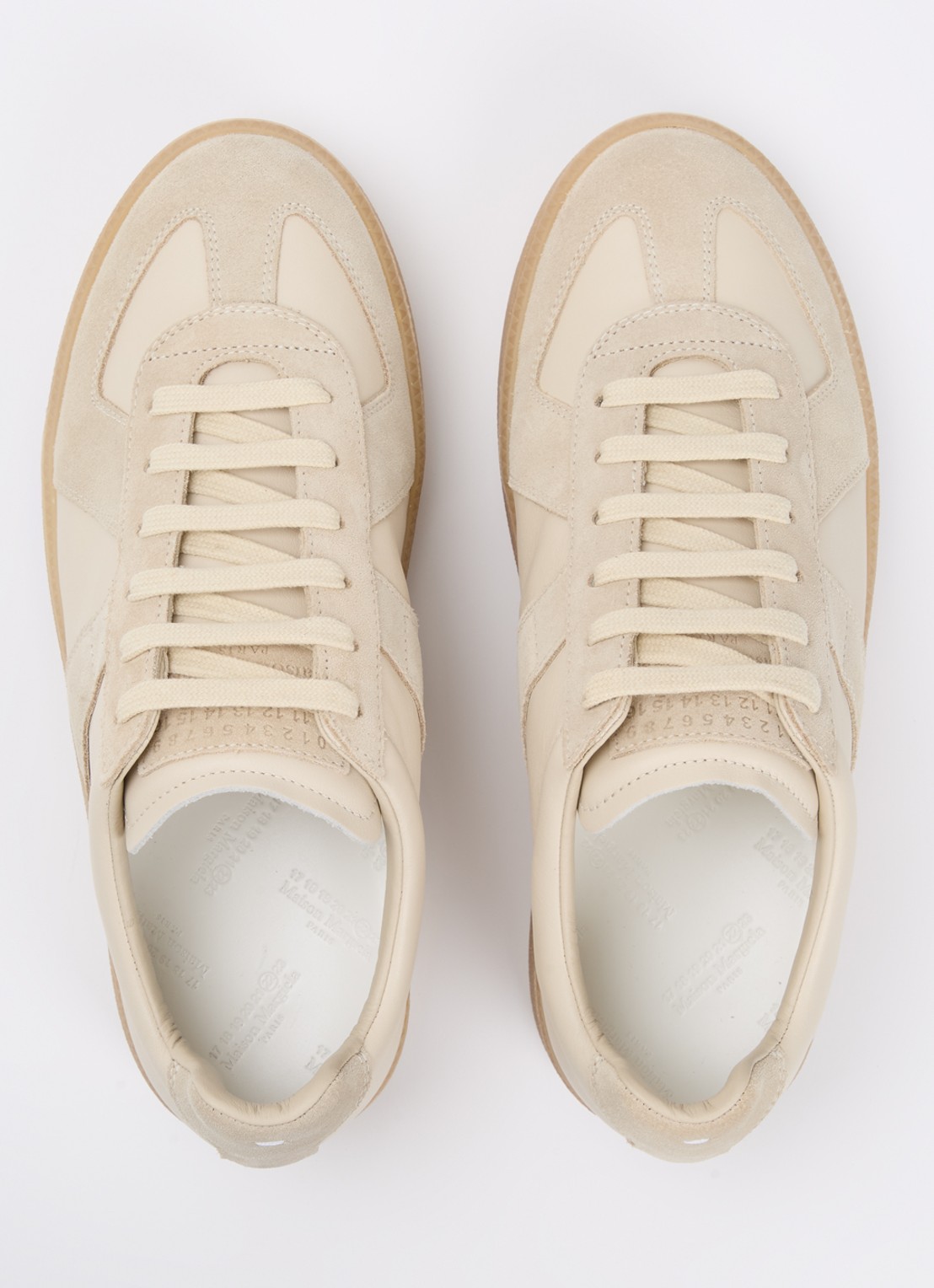 Maison Margiela Replica Wedge sneaker van kalfsleer met kalfssuède details - detail 3 beige