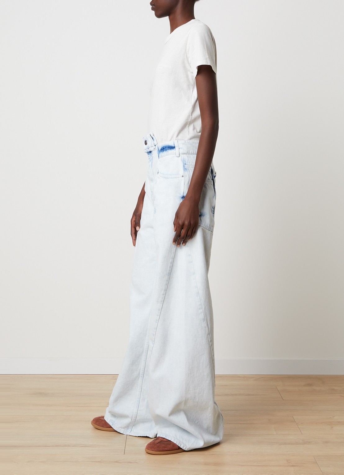 Maison Margiela Spliced high waist balloon jeans met lichte wassing - detail 2 indigo