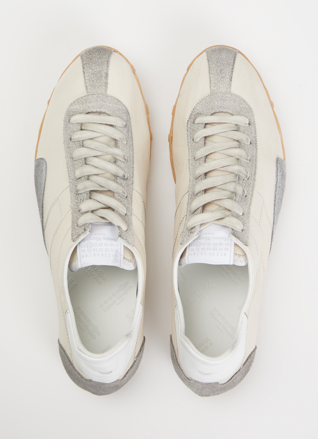 Maison Margiela Sprinters sneaker van geitenleer met details van kalfssuède - detail 3 creme