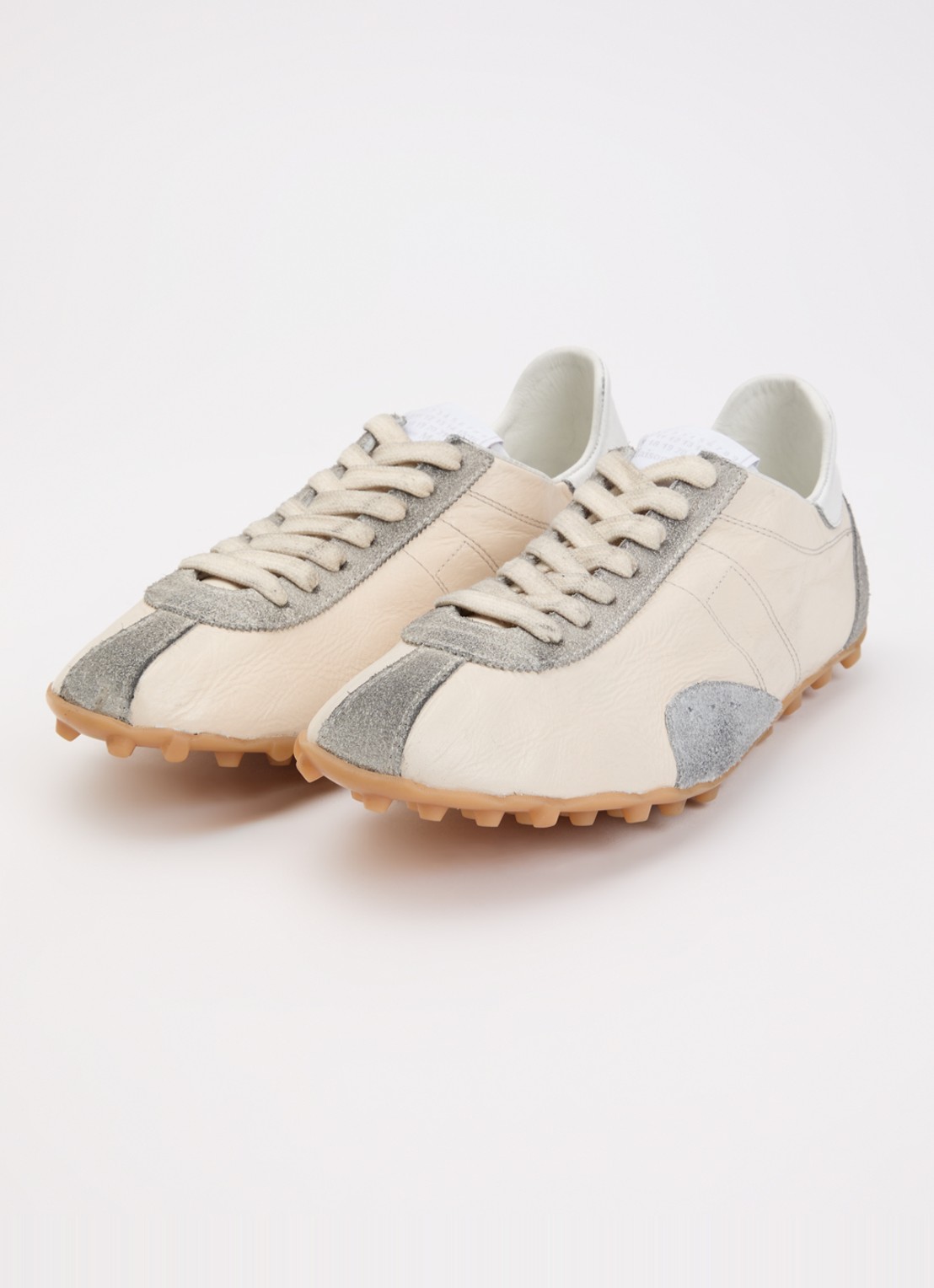 Maison Margiela Sprinters sneaker van kalfsleer met details van suède - detail 3 gebroken wit