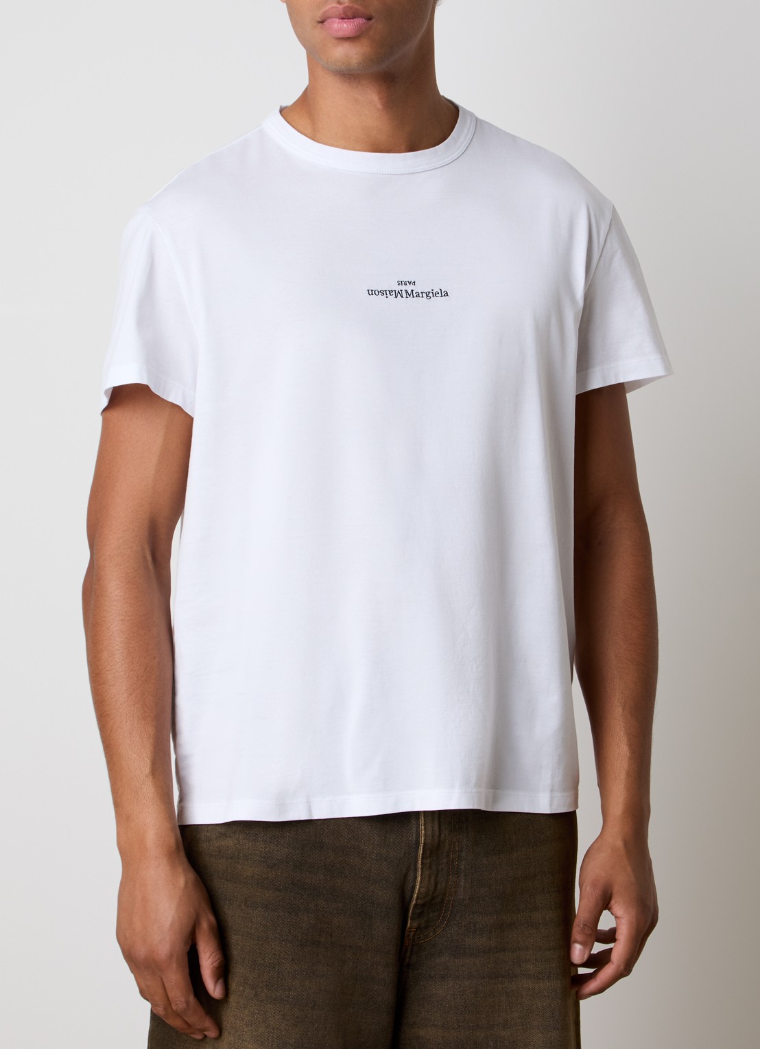 Maison Margiela T-shirt met logoborduring - detail 3 wit