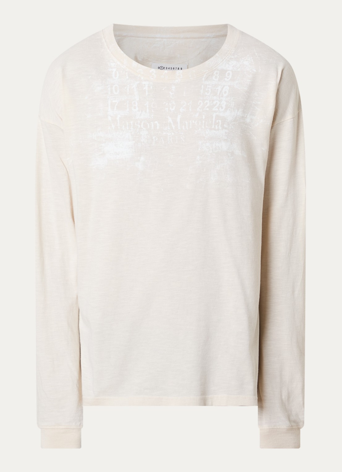 Maison Margiela T-shirt met logoprint - voorkant 3 creme
