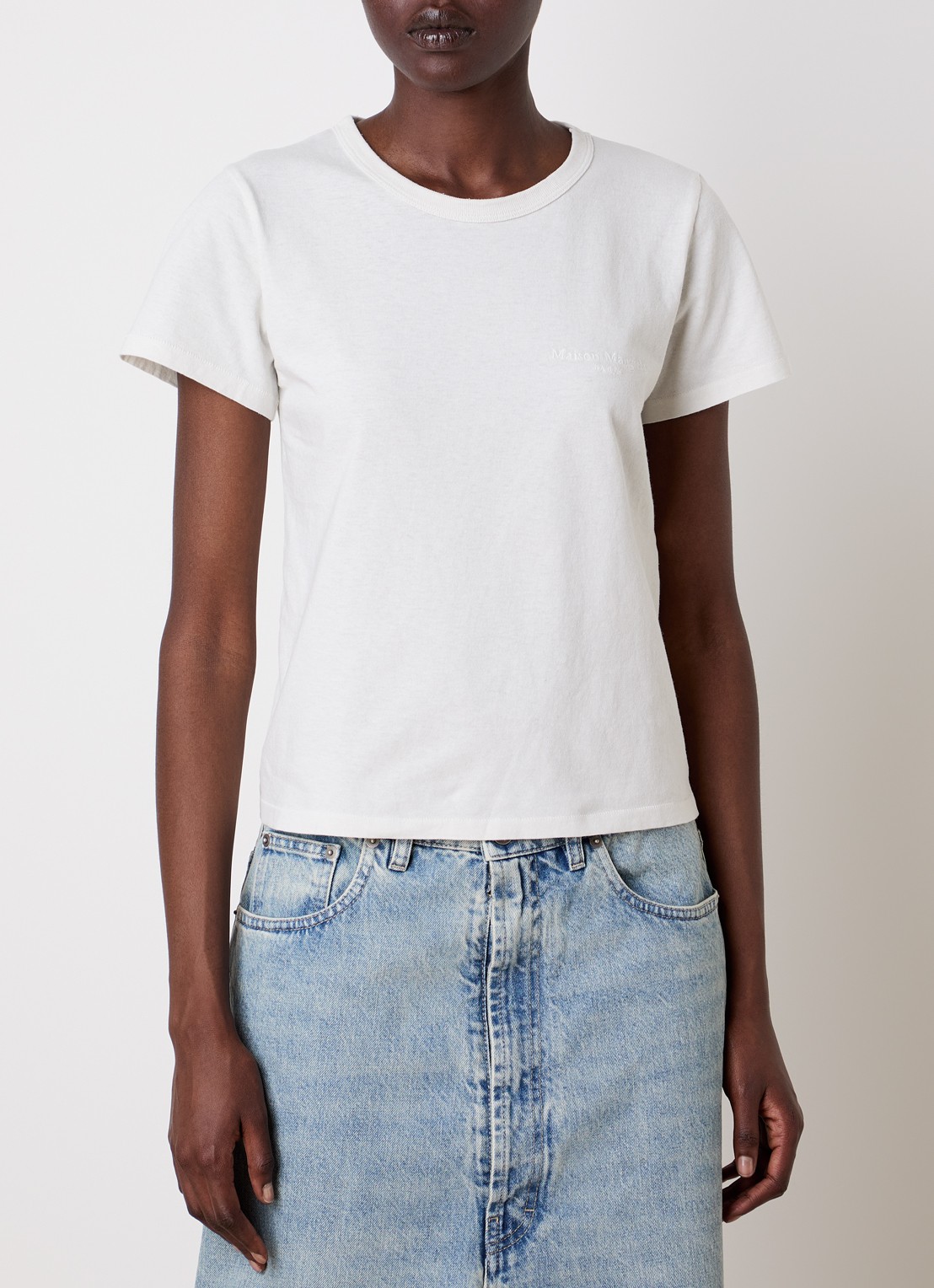 Maison Margiela T-shirt met ronde hals - detail 4 wit