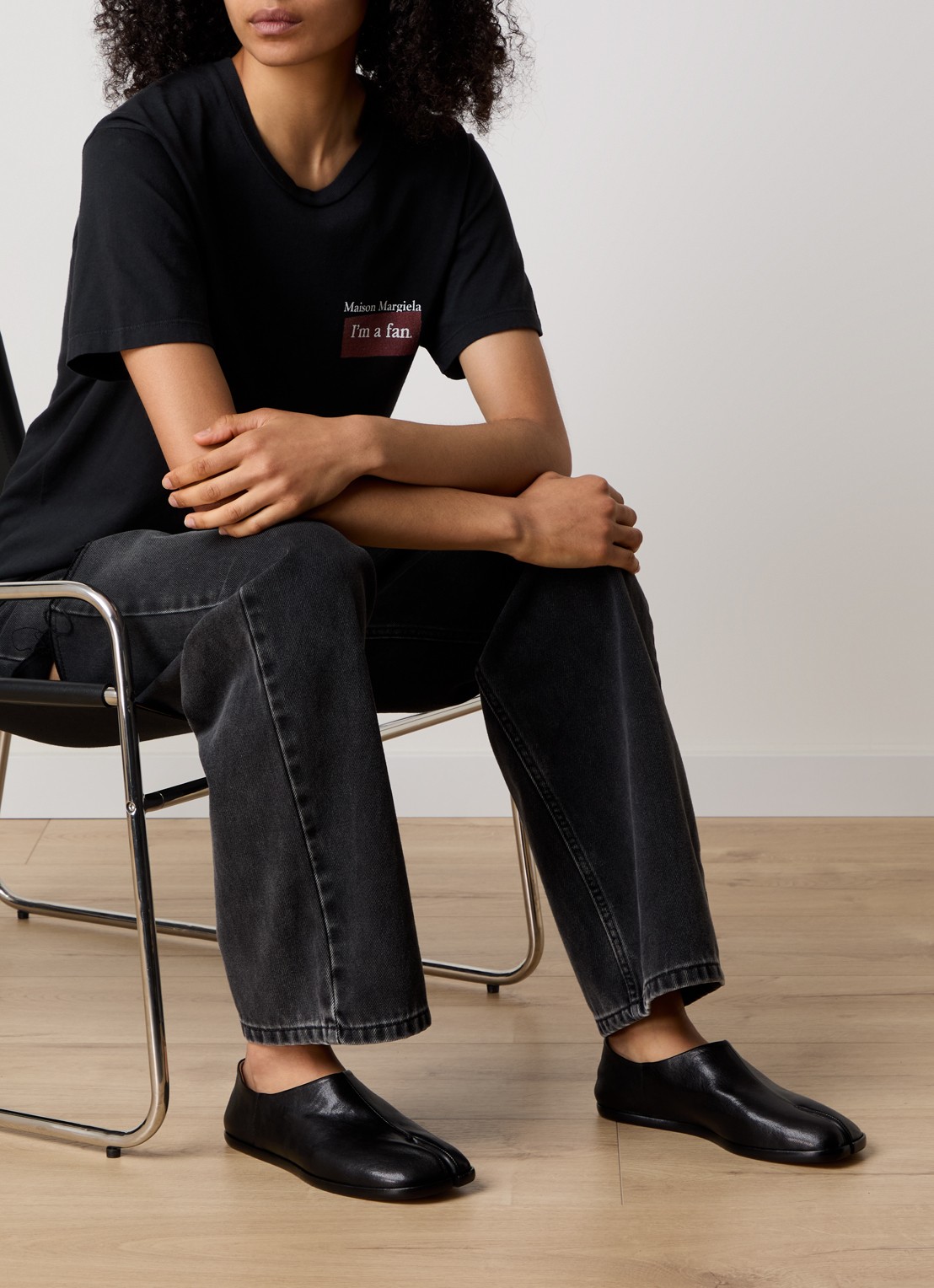 Maison Margiela Tabi Babouche slip-on van leer - voorkant 6 zwart