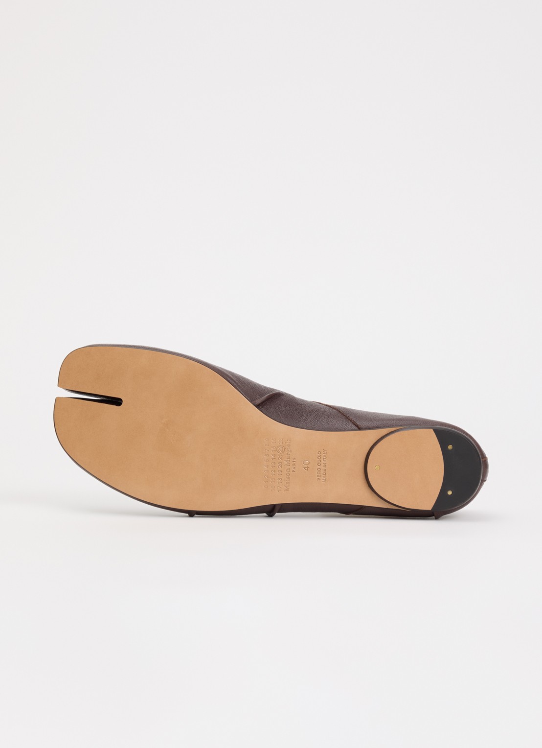 Maison Margiela Tabi ballerina van kalfsleer - detail 5 kastanjebruin
