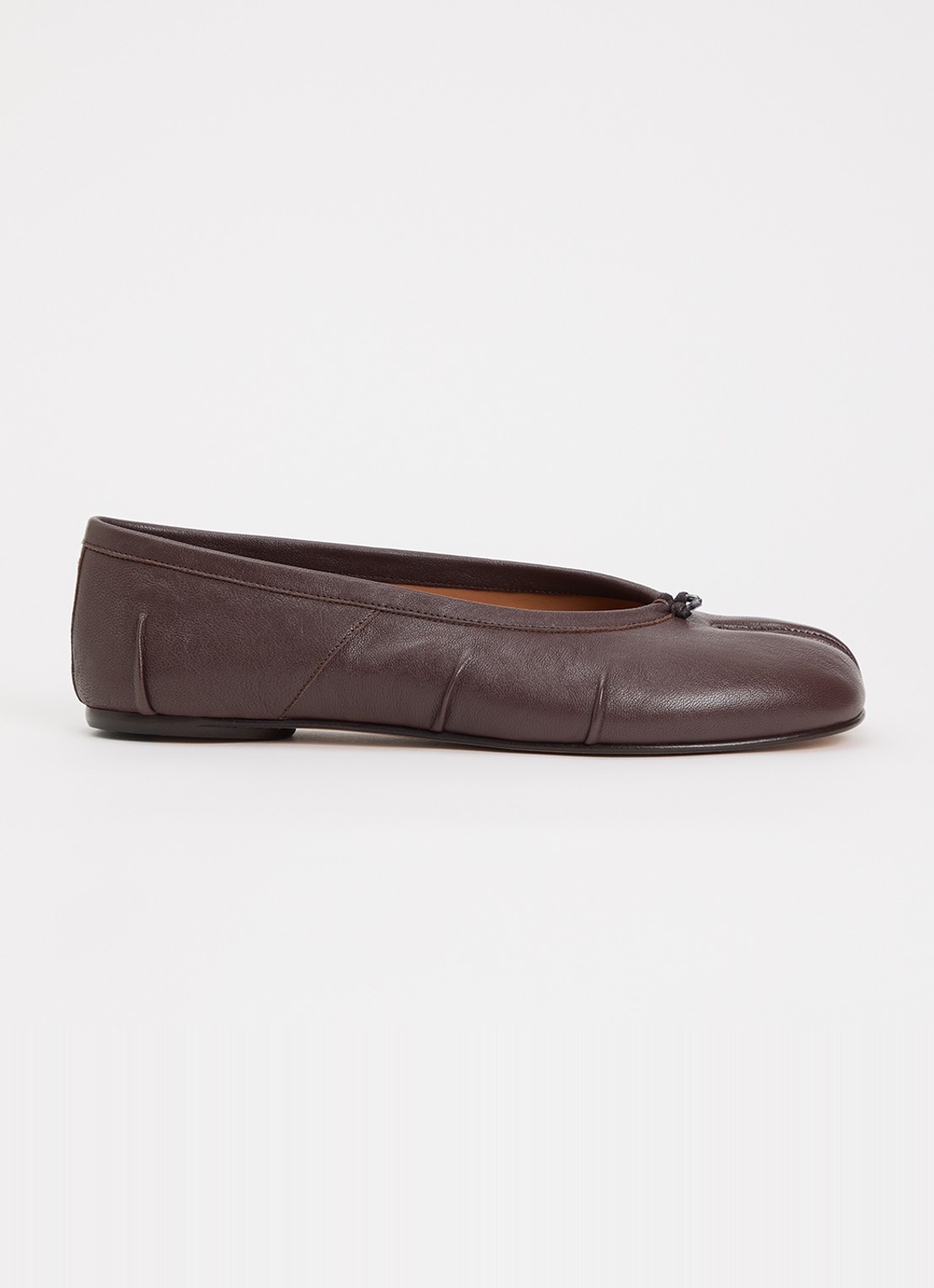 Maison Margiela Tabi ballerina van kalfsleer - voorkant 2 kastanjebruin