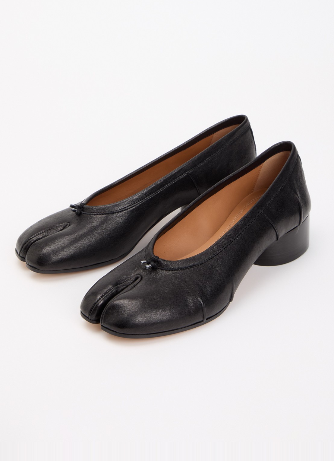 Maison Margiela Tabi ballerina van leer - detail 3 zwart