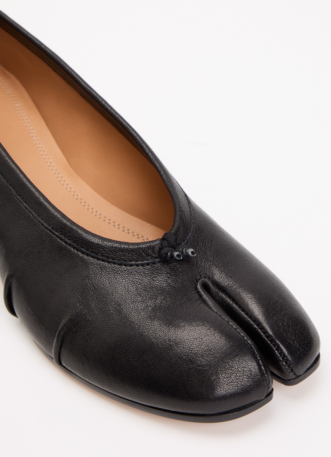 Maison Margiela Tabi ballerina van leer - detail 6 zwart