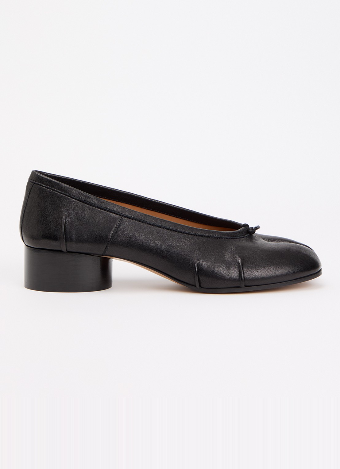 Maison Margiela Tabi ballerina van leer - voorkant 2 zwart