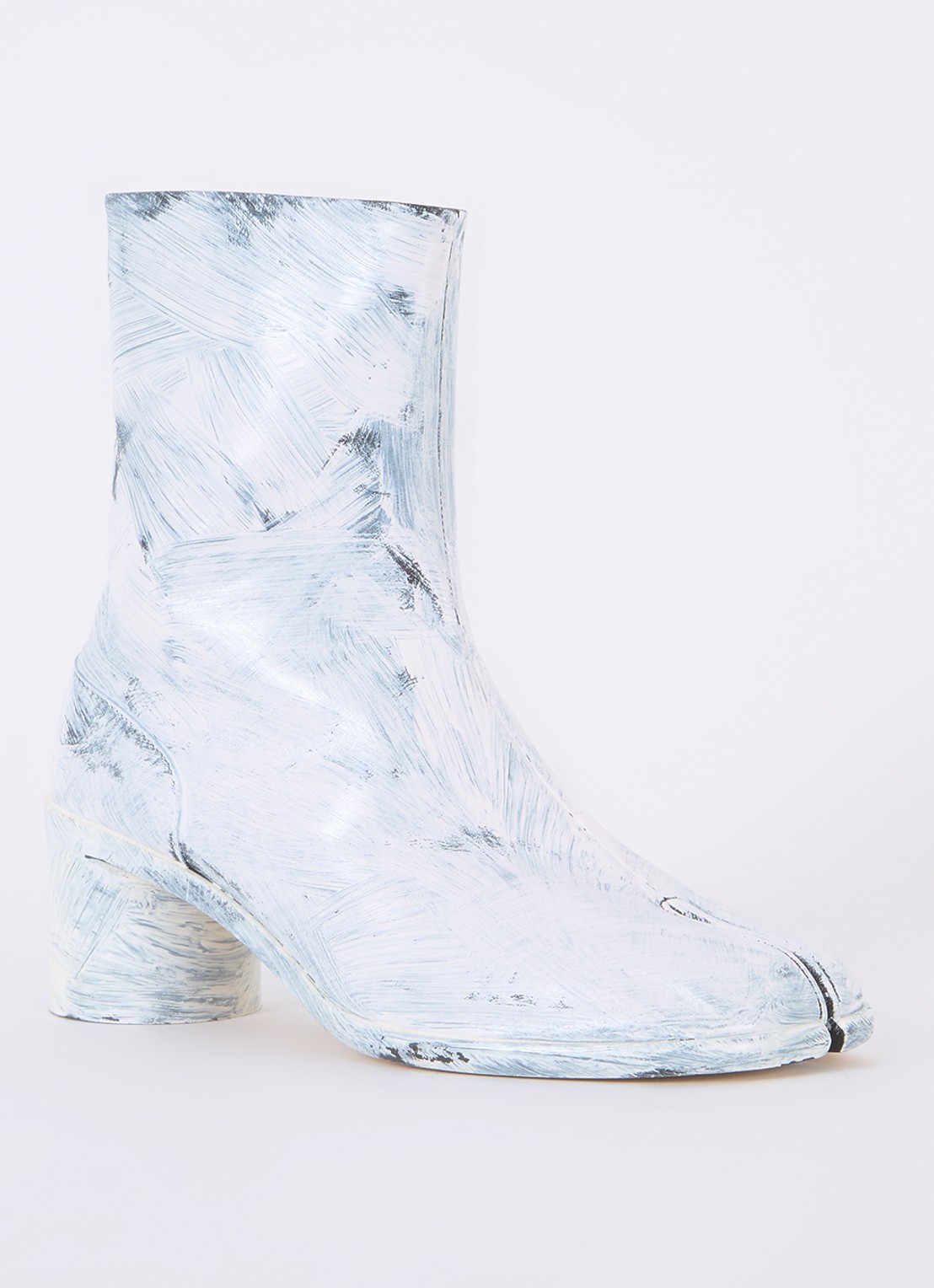 Maison Margiela Tabi Bianchetto enkellaarsje van leer - voorkant 2 wit
