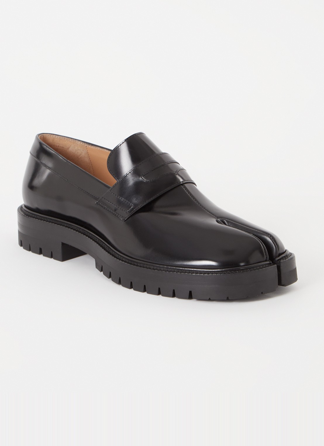 Maison Margiela Tabi loafer van kalfsleer - voorkant zwart
