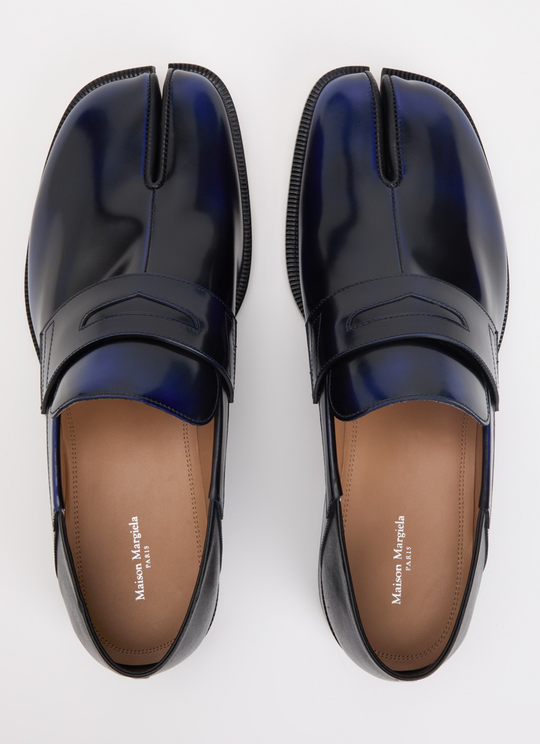 Maison Margiela Tabi loafer van kalfsleer - detail 4 donkerblauw