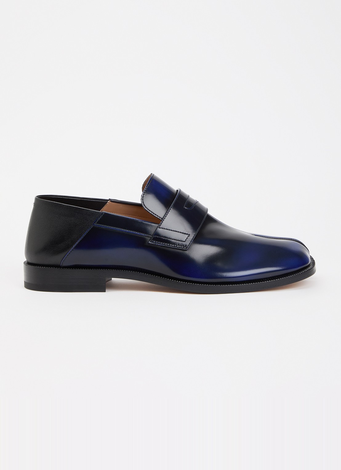 Maison Margiela Tabi loafer van kalfsleer - voorkant 2 donkerblauw