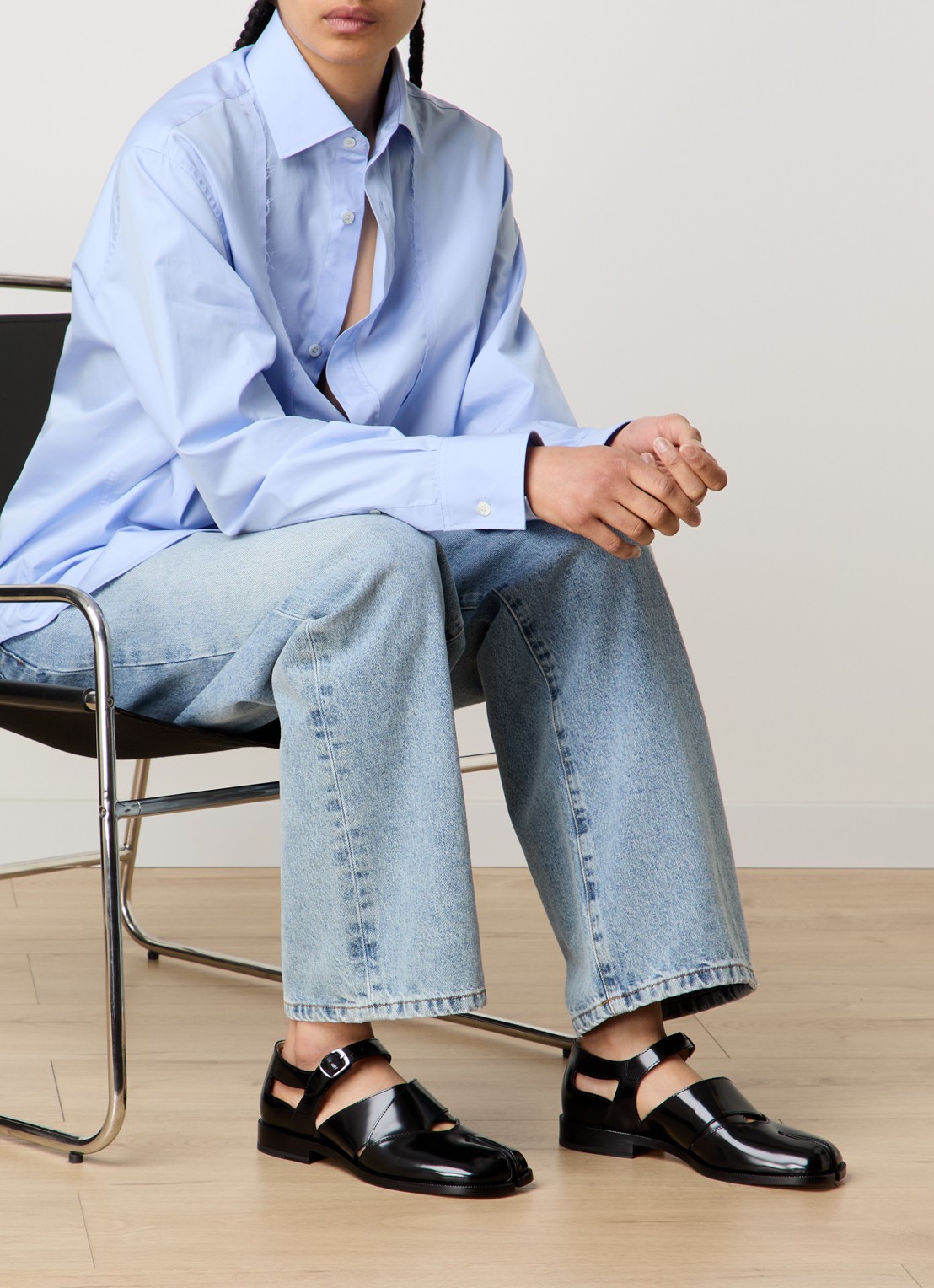 Maison Margiela Tabi Loafer van kalfsleer - voorkant 7 zwart
