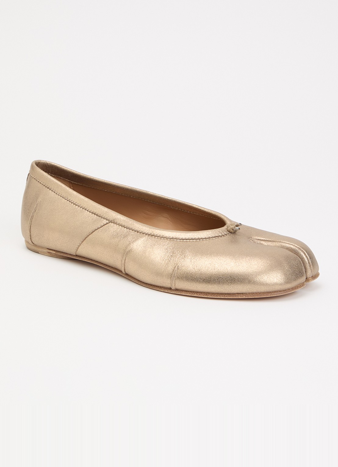Maison Margiela Tabi New ballerina van geitenleer met metallic finish - voorkant 2 goud