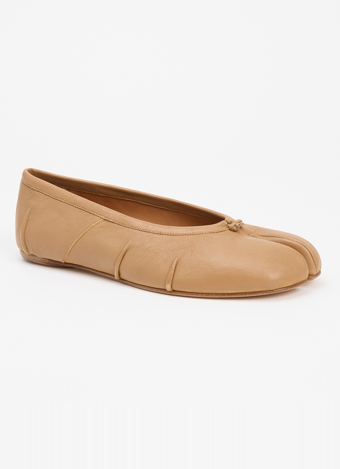 Maison Margiela Tabi New ballerina van lamsleer - voorkant 6 lichtbruin