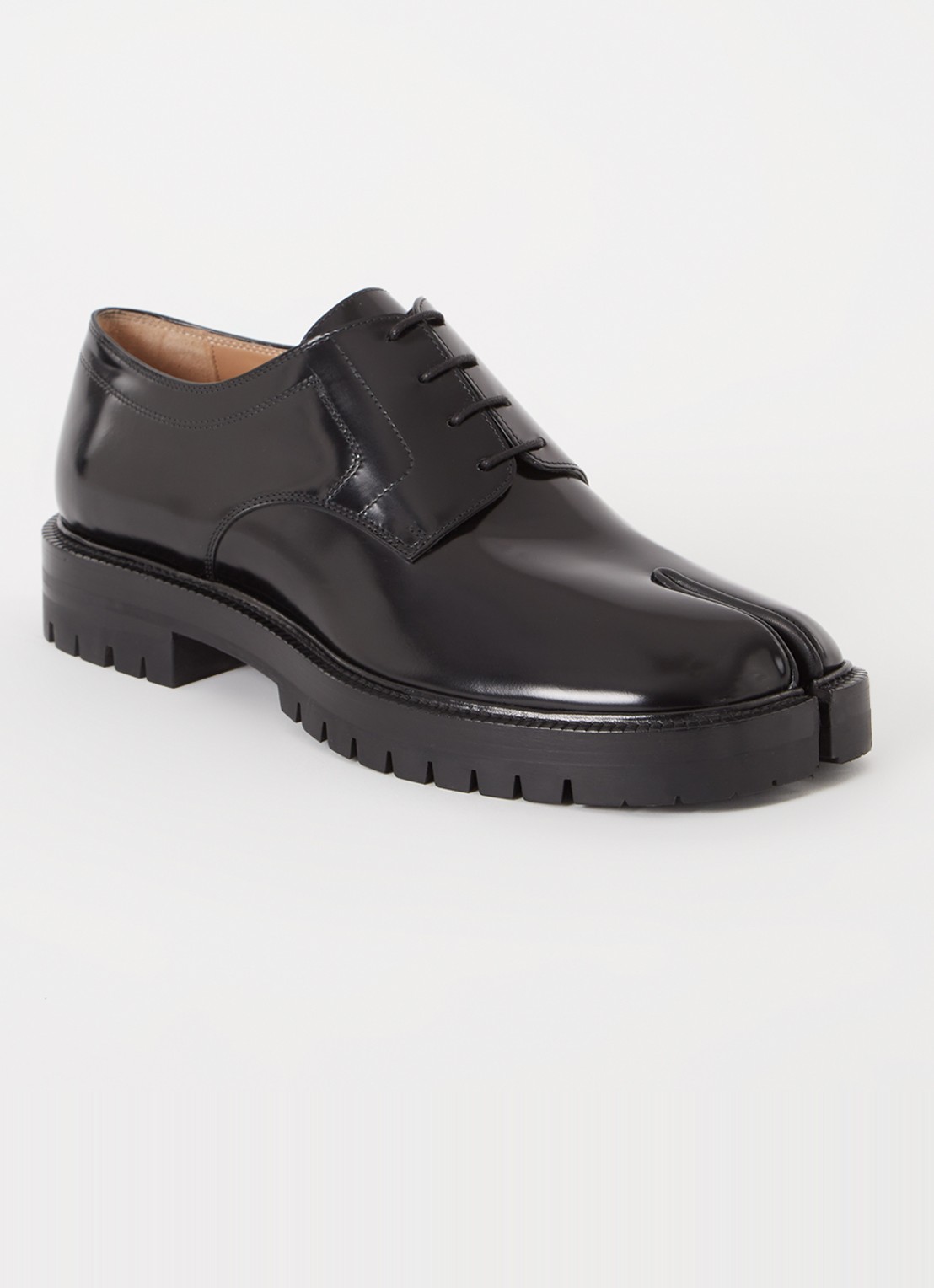 Maison Margiela Tabi veterschoen van kalfsleer - voorkant zwart