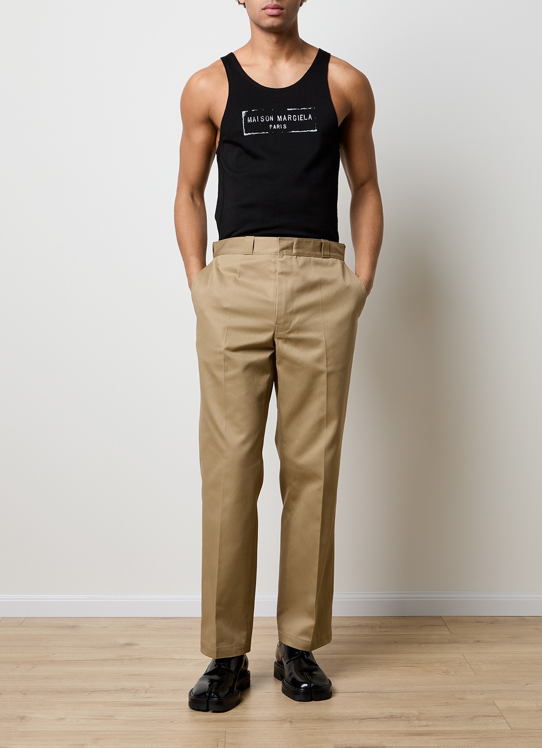 Maison Margiela Tanktop met logoprint - voorkant 4 zwart