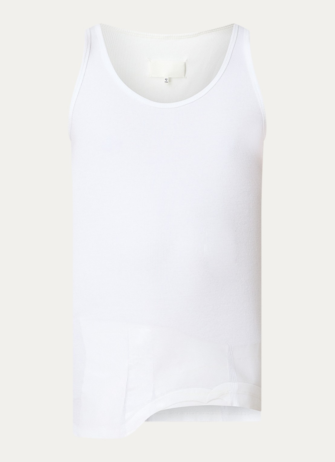 Maison Margiela Tape tanktop met ribstructuur - voorkant gebroken wit