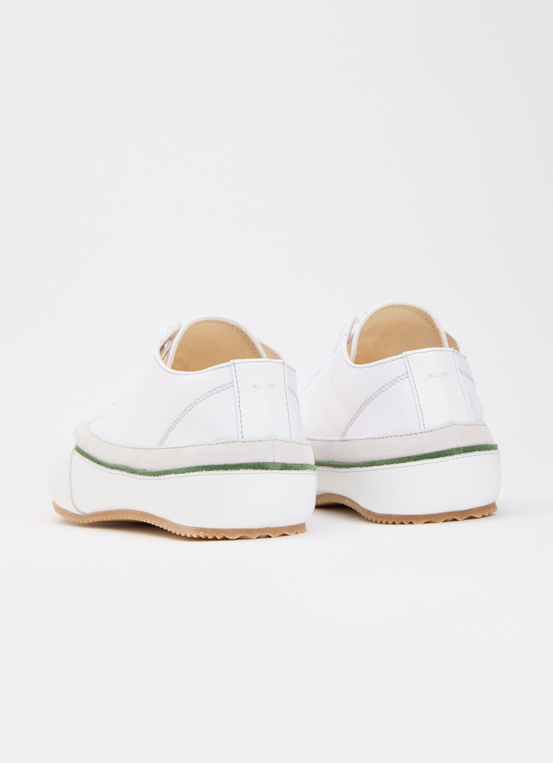 Maison Margiela Traveler sneaker van canvas met kalfsleren details - achterkant gebroken wit