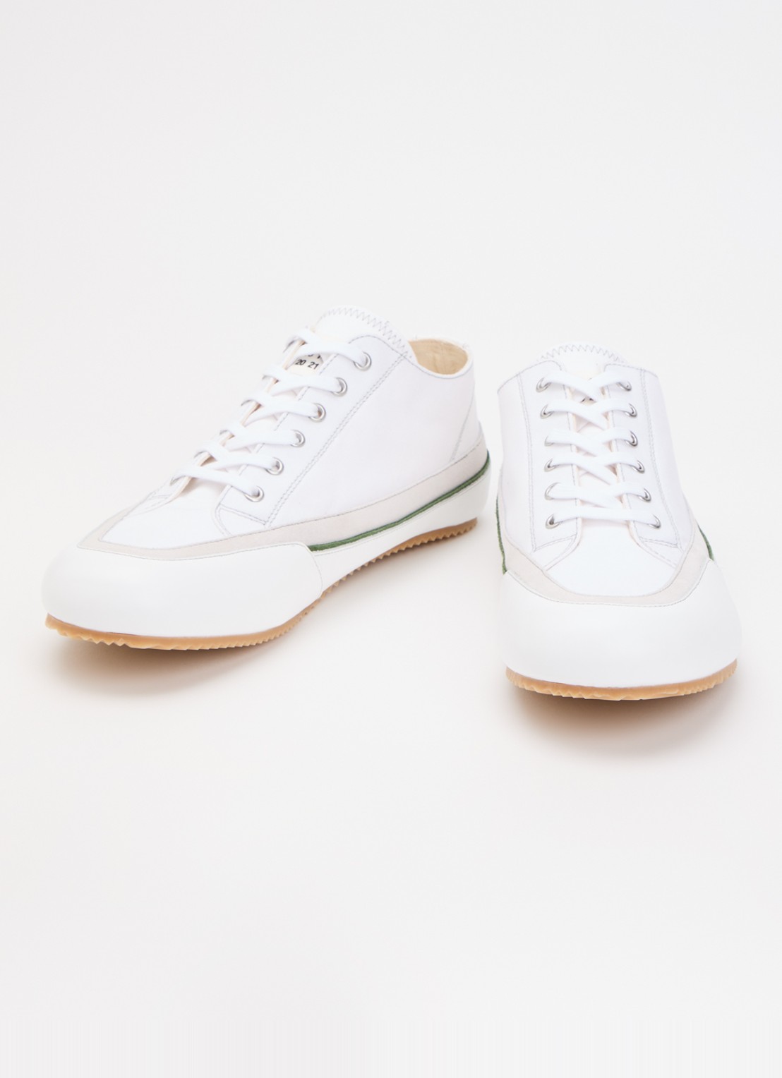 Maison Margiela Traveler sneaker van canvas met kalfsleren details - detail 3 gebroken wit