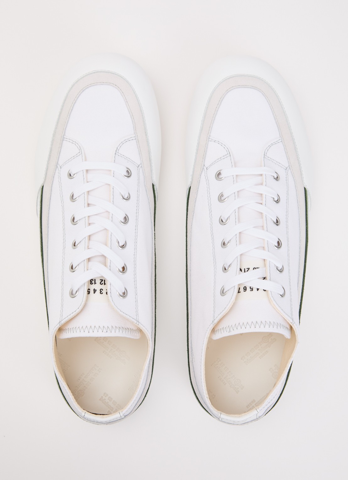 Maison Margiela Traveler sneaker van canvas met kalfsleren details - detail 4 gebroken wit