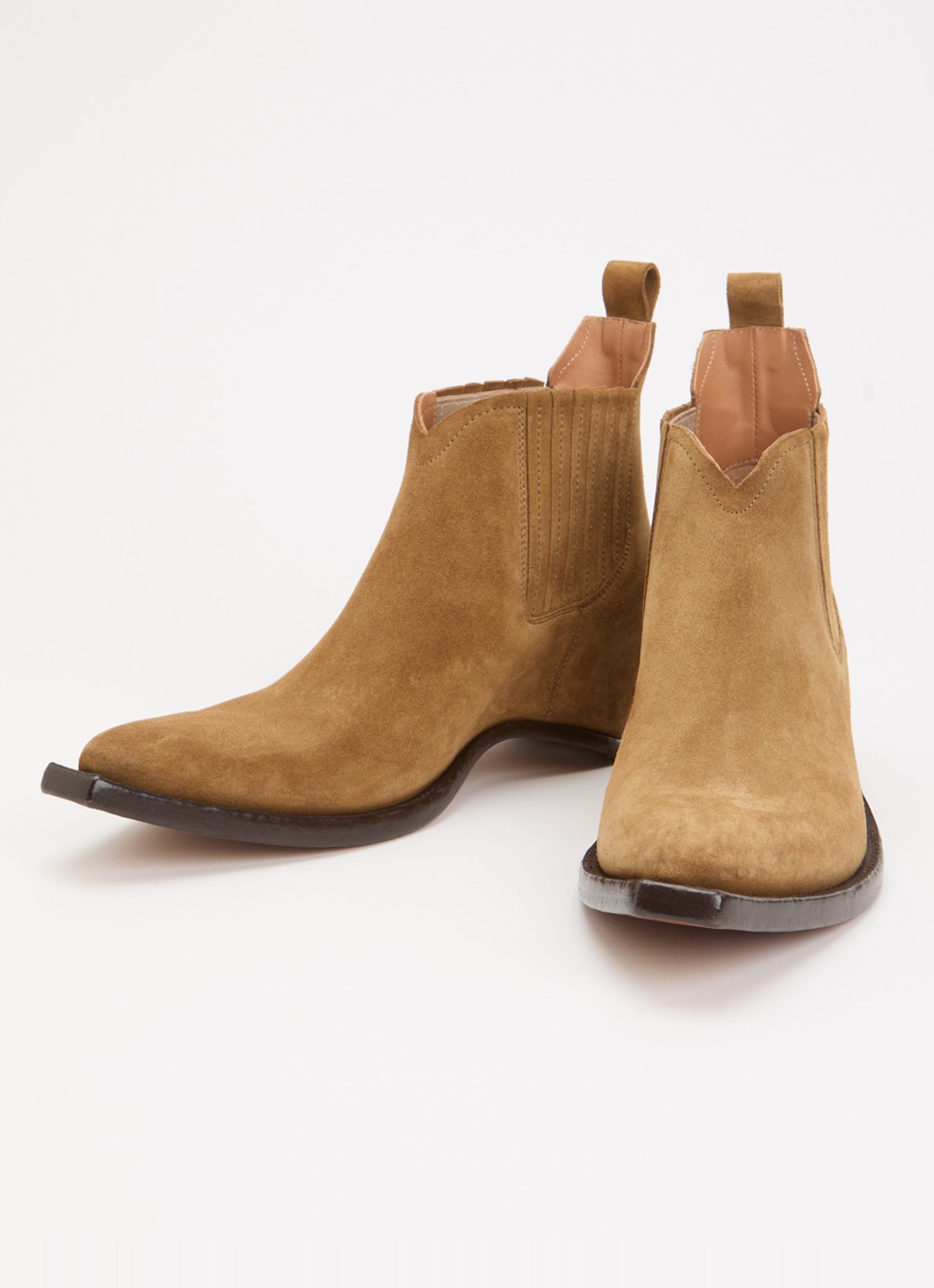 Maison Margiela Western Chelsea boot van suéde  - detail 3 lichtbruin