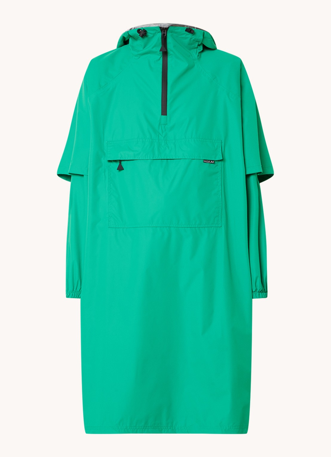 Maium Anorak regenjas met capuchon en ritszak - voorkant 3 groen