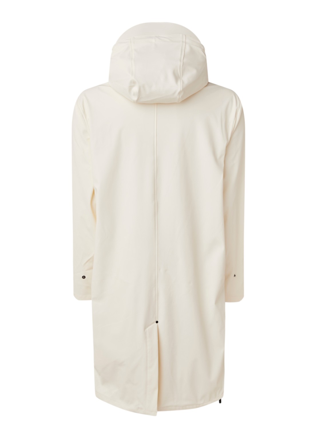 Maium Longline unisex regenjas met capuchon  - achterkant gebroken wit