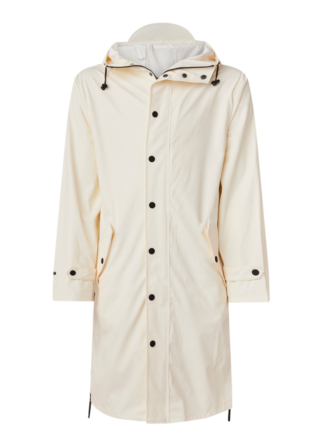 Maium Longline unisex regenjas met capuchon  - voorkant 3 gebroken wit