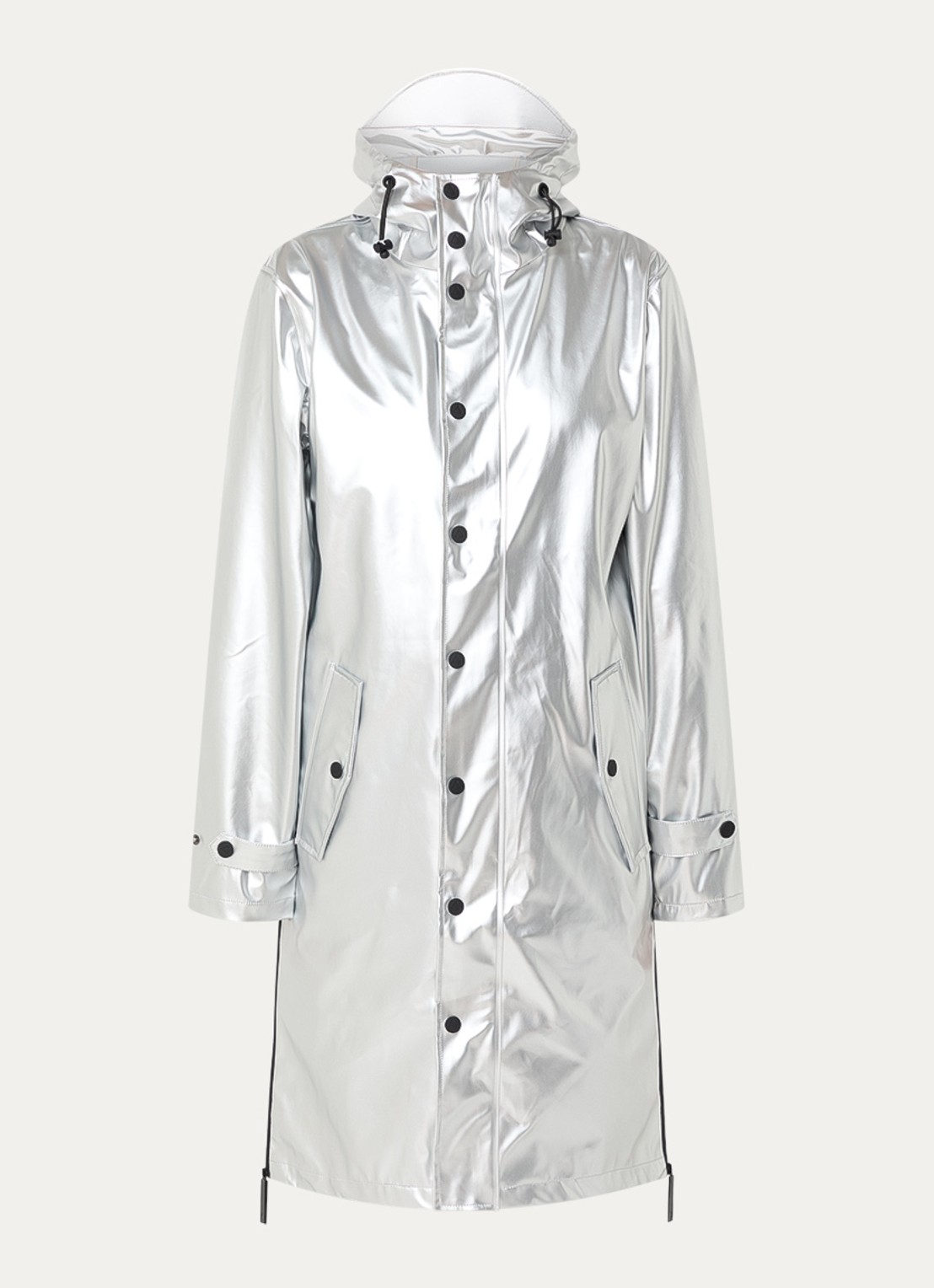 Maium Longline unisex regenjas met capuchon  - voorkant 3 zilver