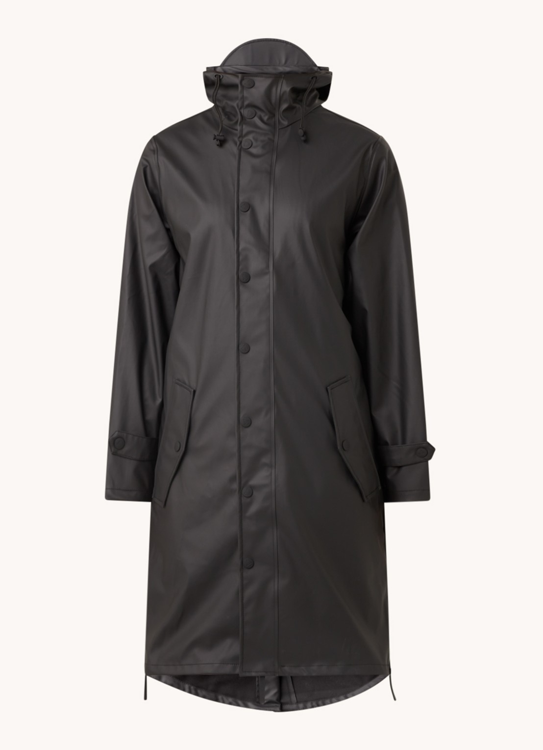 Maium Longline unisex regenjas met capuchon  - voorkant zwart